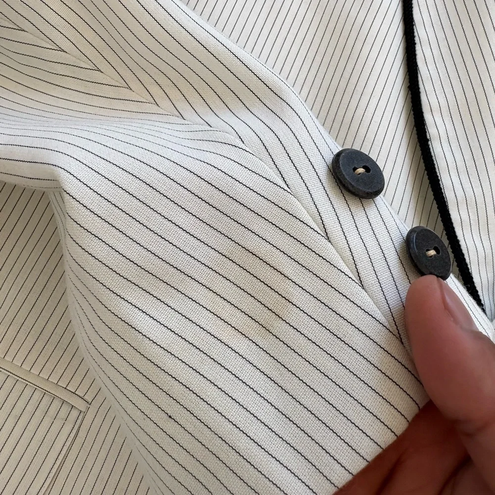 After Six Nite Magic Vintage 40s Pinstripe White Dinner Jacket Tux Sportcoat 43R